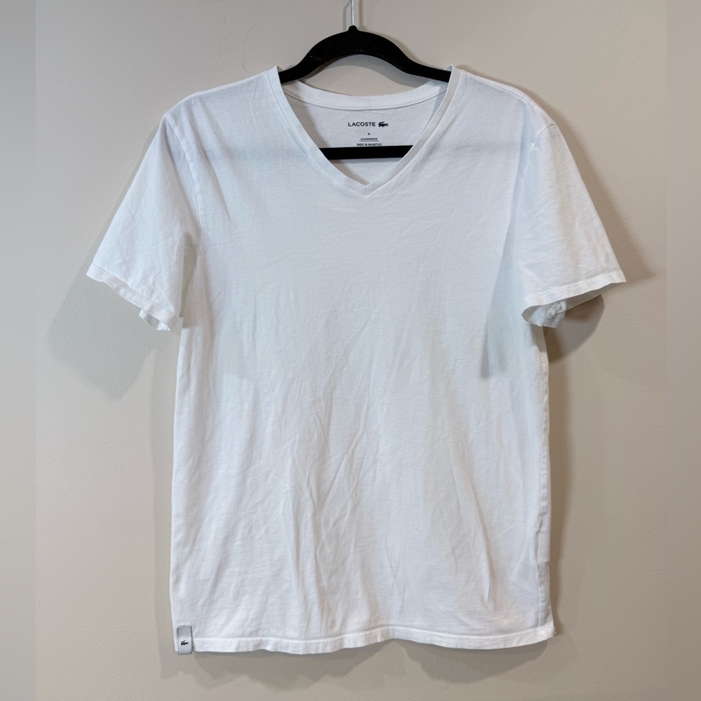 🔥Lacoste Men's Classic White V-Neck Tee Size M NWOT🔥